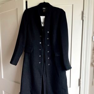 Black Zara pea coat Monteco collection